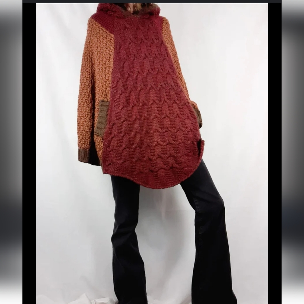 Zara knitted wool blend poncho size m
